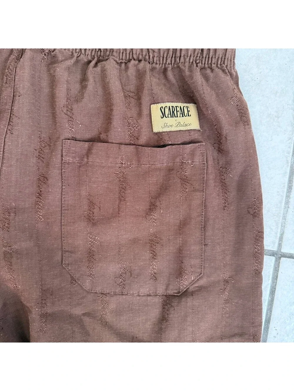 Scarface x Shoe Palace Brown Jogger Pants Mens Large Elastic Waist Logo